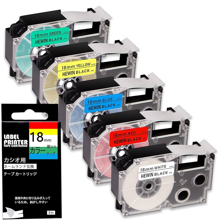 CASIO ネームランドテープXR-18WE Amazon.com: XR-18WE Replace for Casio Label Maker Tape 18mm